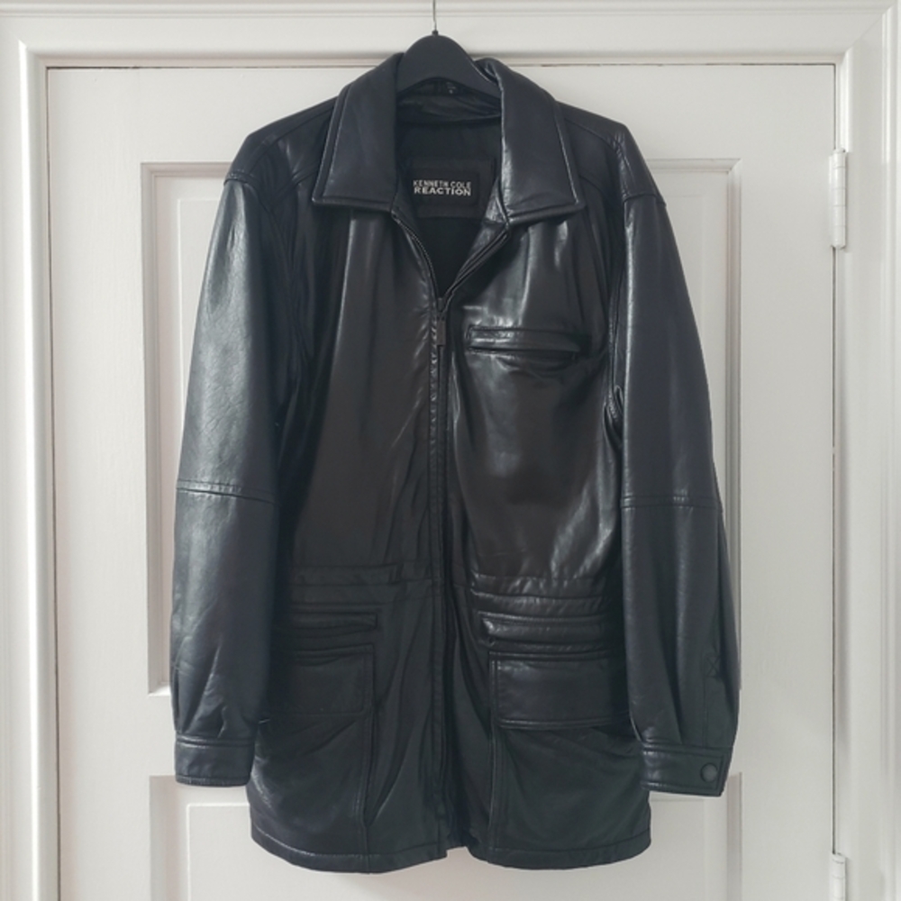 KENNETH COLE REACTION LEATHER Coat Jacket EUC
